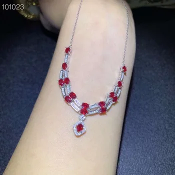 Plemenit značaj rubinasto rdeče gemstone ogrlica za ženske silver ornament fine nakit brezplačna dostava za rojstni dan darilo za obletnice