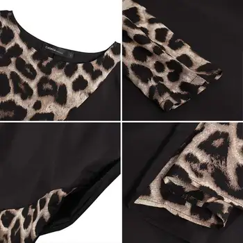 Plus Velikost Bohemian Oblačenja Celmia Ženske Leopard Natisnjeni Sundress Dolg Rokav Priložnostne Svoboden Mozaik Maxi Dolgo Vestidos Tam Kaftan Robe