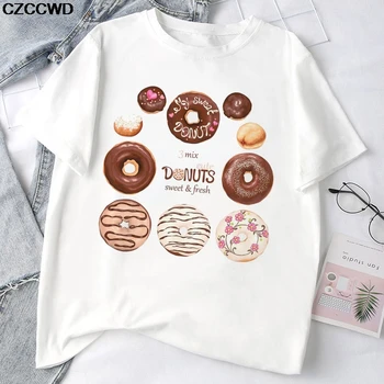 Plus Velikost Poletje Srčkan Tricolor Sladoled Tiskanja Modi Ženske T-shirt Harajuku Priložnostne Zabave T Shirt Darilo Za Lady Yong Dekle Vrhovi Tees
