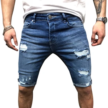 Poletne Moške Traper hlače Ulične Casual Kavbojke, kratke hlače za Moške Luknjo Seksi Moški Oblačila pantalones cortos hombre Jeans Hlače#w