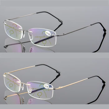 Pomnilnik Titana brez okvirjev Obravnavi Očala Za Moške In Ženske, Anti-modra svetloba Inteligentni Zoom Progresivna Multifokalna Očala