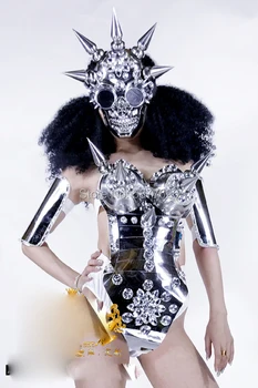 Prihodnje Tehnologije oblačila srebrno Zrcalo LED Lahkih Kovin Taper Oklep Kostum