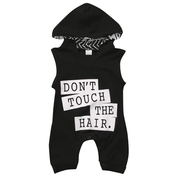 Pudcoco Hitra Dostava Nove Newborn Baby Toddler Otroci Fant Obleko Oblačila Tiskanje Pismo Bombaž Brez Rokavov Kapuco Romper Jumpsuit