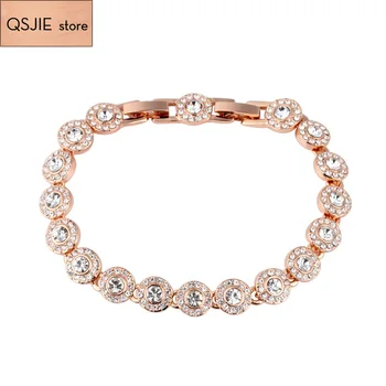 Qsjie visoke kakovosti SWA slog, najboljši material, nizko-ključ krasen kristalno romantična ženska zapestnica očarljivo modni nakit