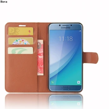 Retro usnja Flip Case za Samsung Galaxy C5 C5 Pro Zaščitni Pokrov Denarja, reže Magnetne Sponke Kubura