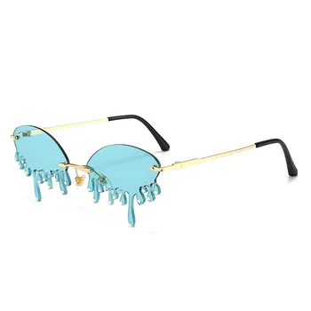 Rimless Nosorogovo Sončna Očala Ženske 2020 Kristalno Edinstveno Obliko Solze Steampunk Ženska Sončna Očala Gafas Odtenki Oculos Feminino