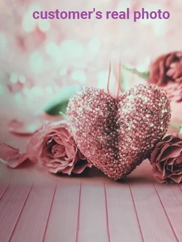 Rožnate Vrtnice Srca 3D Fotografija Ozadje za Foto Studio Valentines Foto Okolij Vinil Kulise Baby Tuš Photophone