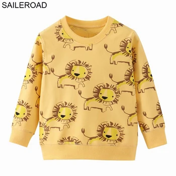 SAILEROAD Lev Tiskanja Spomladi Leta 2020 Fantje blagovne Znamke Oblačil Otroci Hoodies & Sweatshirts Fant Bombaž Živali Vzorec Otroci sweatshirts