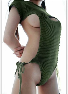 Seksi Ženske, Cosplay Backless Virgin Morilec Pulover Bodysuit Povoj Votlih Japanes Pletene Puloverje In Puloverji