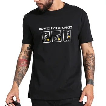 Smešna Majica s kratkimi rokavi, Kako pobrati Piščanci Majica Kratek Rokav Visoko Kakovostnega Bombaža Dihanje Mehka T-shirt Poletje Osnovne Vrhovi