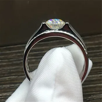Solitaire moški prstan 925 Sterling srebro 7mm AAAAA Cirkon cz Žice risanje Poročni prstan Obroči za moške Izjavo Stranka Nakit