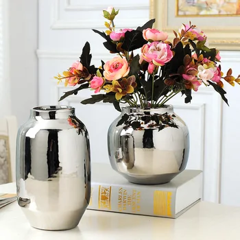 Srebrno vazo domači dnevni sobi TV omara vina kabineta, okraski, okraski mehko umetnost keramične pozlačeno vaza Keramične vaze
