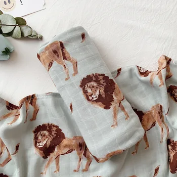 Tkanino Dve plasti Bambusa+bombaž Kamele lev, slon živali vzorec Baby wrap tkanino swaddle Novorojenčka Odeje