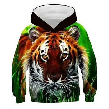 Trenirke Tiger Živali Vzorec Hoodies Dolg Rokav Fantje Dekleta 2020 Jeseni Novi Vrhovi Oblačila Otrok Tiskanje 3D Oblačila