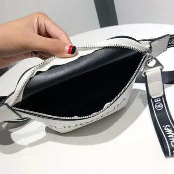 Unisex prsih vrečko svetlo usnje pismo torba torba moda wideband Messenger bag Trebuh Vrečko сумка женская