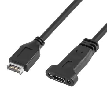 USB 3.1 Vrste E na USB 3.1 Tip C Ženski Podaljšek Kabla z Panel Mount Vijak,matične plošče Tipa E, da USB-C upravljalna Plošča Kabel