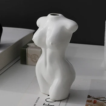 Ustvarjalna Body Art Design Cvet Vazo Golih Ženskih Skulptura Malih Keramična Vaza Doma Smolo Okraski, Dodatki, Okraski