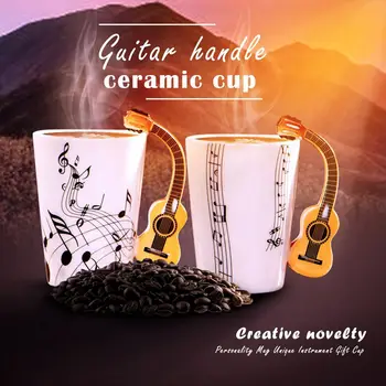 Ustvarjalne novost kitara ročaj keramične skodelice brezplačne spektra, kava, mleko, čaj pokal osebnost vrč edinstven glasbeni instrument darilo pokal