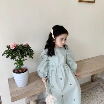 Vezenje Cvet Bombaža Obleke za Malčke Dekliška Novo Pomlad in Jesen korejski Deklica Princesa Obleko Otroci Aline Krpo