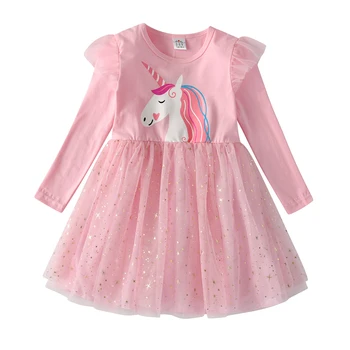 VIKITA Samorog Obleko za Deklice, Toddlers Rojstni Princesa Obleke Jeseni, Pozimi Vestidos Otroci Unicornio Obleke za Dekle