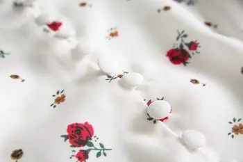 Vintage cvjetnim tiskanja Ruffles šifon bluzo korejski moda kvadratnih ovratnik, dolgi rokavi belo srajco poletje dame vrhovi blusa mujer