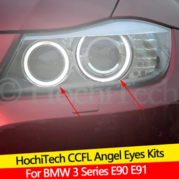 Visoko Kakovost CCFL Angel Eyes Komplet za Toplo Bela Halo Obroč Za BMW Serije 3 E90 E91 2005 2006 2007 2008 Xenon žarometi Demon Oči