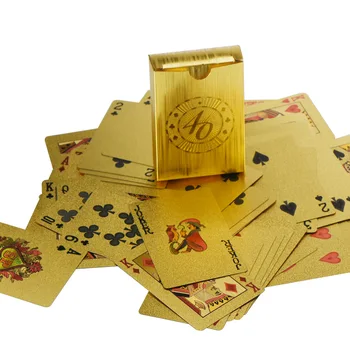WR pozlačeni Igralne Karte Nepremočljiva Čip Kartice Družine Igre 40. Obletnici Zlata Folija Plastična Poker za Stranke Igre