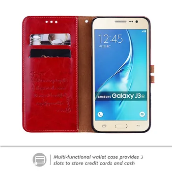 Za Coque Samsung Galaxy J3 Primeru Zajema Flip Usnjena torbica Za Samsung Galaxy J3 2016 Denarnice Primeru J3 6 2016 J320F SM-J320F Funda