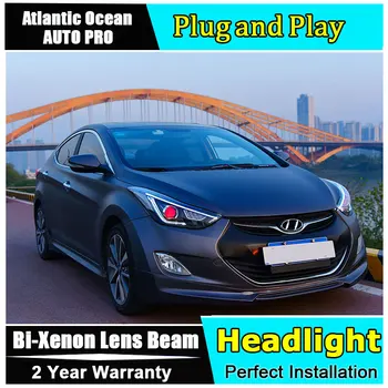 Za obdobje 2011-Za Hyundai elantra žarometi avto styling svetlobe vodnik H7 elantra novo glavo svetilke, Bi-xenon Dvojno objektiv parkiranje lučka