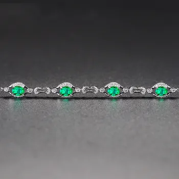 Zeleno kristalno smaragdno dragih kamnov diamanti verige zapestnice za ženske, bela, zlata, srebrna barva nakit bijoux modni bague darila