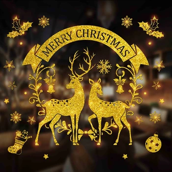 Zlato Santa Claus Snežaka Okno nalepke Božično Dekoracijo za Dom 2020 Vesel Božič Okraski Božič Novo Leto