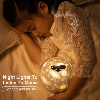 Zvezdnato Nebo Projektor Noč Svetlobe Z BT Zvočnik Daljinski upravljalnik Polnilna Vrtenje LED Lučka Pisane Star Otroci Baby Darilo