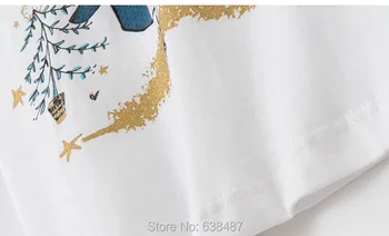 Česana Bombaž Dekleta majica s kratkimi rokavi Otroci Vrhovi Tees Otrok Dolg Rokav T-Shirt Baby Dekle Oblačila za Malčke Bebe Bele Bluze Pingvin