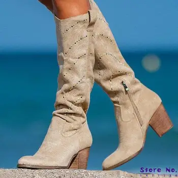 ženske kolena visoki škornji chaussure škorenjčki gladiator gladiator v visokih petah sijoče kristalno deco čevlji ženska zapatos mujer sapato H495