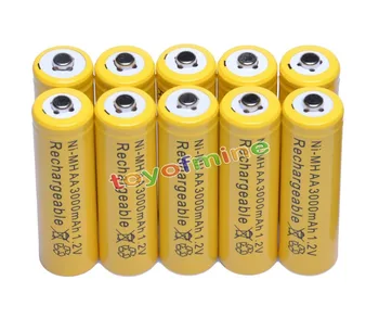 1-30pcs /veliko baterija Ni-MH AA 1,2 V 3000mAh Akumulatorska Baterija za zunanjo Vezavo Vrt led svetilka Rumene barve