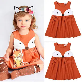 1-5Y Priložnostne Baby Dekleta Malčka Otroci Fox Obleko brez Rokavov Formalno Stranko Poroko Tutu Obleke