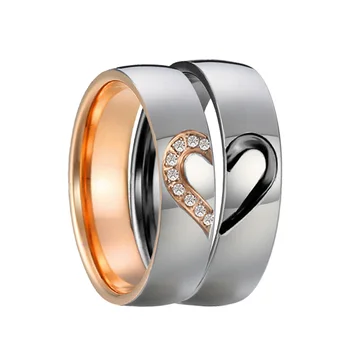 1 par Meri kubičnih cirkonij srce nekaj poročni prstani set za moške in ženske black rose Zavezništvo predlog zakonske zveze prst prstan