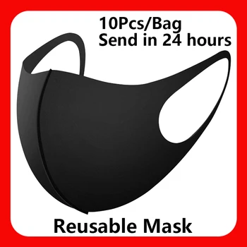 10 Kos Prah Dokaz Usta Masko Stroj za Večkratno uporabo Bombažno Krpo PM2.5 Filtrom Respirator Dihanje Zaščitne Maske Črna Odraslih