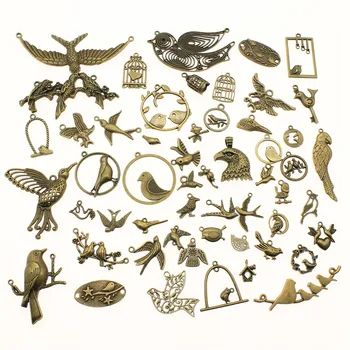 100Gram Antique Bronze Barve Mešanica Stilov Rastlinskih Listov Veje Cvet Žival Mačka Pes Slonja Ptica Čare Obesek Nakit Ugotovitve