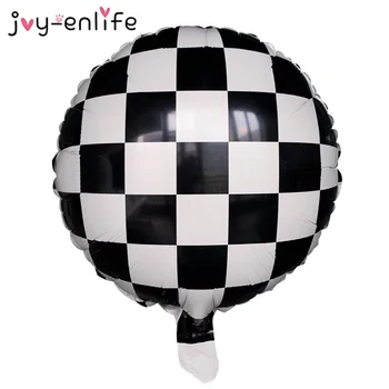 10pcs 18 inch Modni Črno Beli Trak Šahovnice Folija Balon na Helij Zraka Žogo Poroko, Rojstni dan Baby Tuš Globos