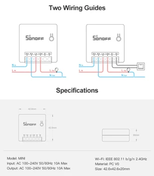 10pcs SONOFF MINI WiFi Smart Stikalo Števec Modula 10A 2 Način Stikalo za Podporo APP/LAN/Glas Daljinski upravljalnik DIY Smart Home Automation