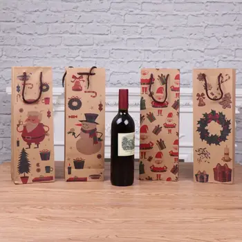 12 Kos Božič Kraft Papir za Vinske Steklenice Darilne Vrečke za Večkratno uporabo Prisotna na Embalaži X4YD
