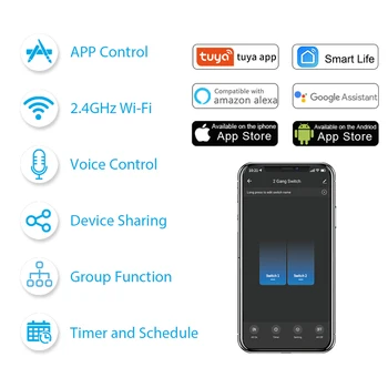 2 Banda 2 Način Wifi Smart Stikala za Luč Diy Breaker Modul Smart Life/Tuya APP Remote Control,ki Delajo z Alexa Echo googlova Domača stran