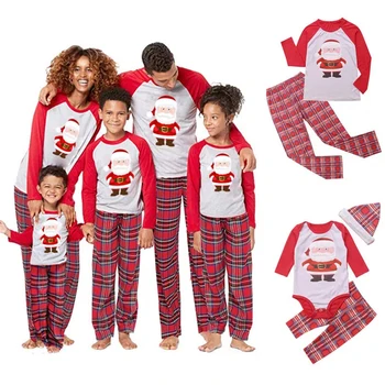 2019 Božič Družinski Pižamo Določa Odrasli Otroci pižame Družino Videz Sleepwear Božič Družinski Ujemanje Oblačila Vrhovi in Hlače 2 Kosov