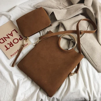2019 Moda Piling Ženske Vedro Vreča Velike Zmogljivosti Messenger Bag Set Visoko Kakovostnih Retro Torba Preprost Messenger Bag
