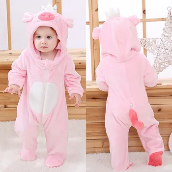 2019 Otroška Zimska Oblačila Novorojenčka Toplo Romper Živali Hooded Kostum Otroke Božič Obleke Nove Modne Baby Dekle Jumpsuit