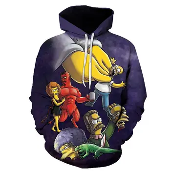 2020 Jeseni smešno anime simpson hoodie moških 3d print mode Simpsons, športna majica Moški oblači Ulične prevelik hoody