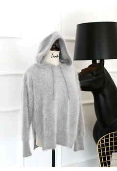 2020 NOV modni LEP-JINNUO mink kašmir pulover pozimi toplo, mehko puhasto pravi mink kašmir pulover s kapuco JN605