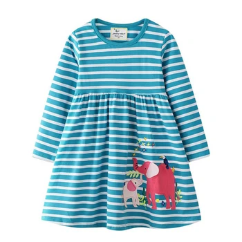 2020 Nova Mačka Aplicirano Dekleta Obleke Bombaž Princesa Dolg Rokav Baby Obleko Živali Otrok Kostum Stranka Luštna Dekleta Obleke