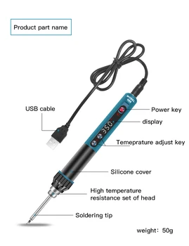 2020 Novi Mini USB Električna Spajkalna Železa Inteligentni Nastavljiv Konstantno Temperaturo Sleep Funkcija LED Zaslon Prenosna Varilna Orodje
